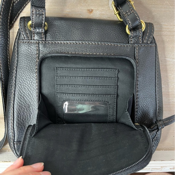 FOSSIL Carson Turnlock Flap Crossbody Black Pebbled Leather Style SHB1044 - Picture 11 of 16